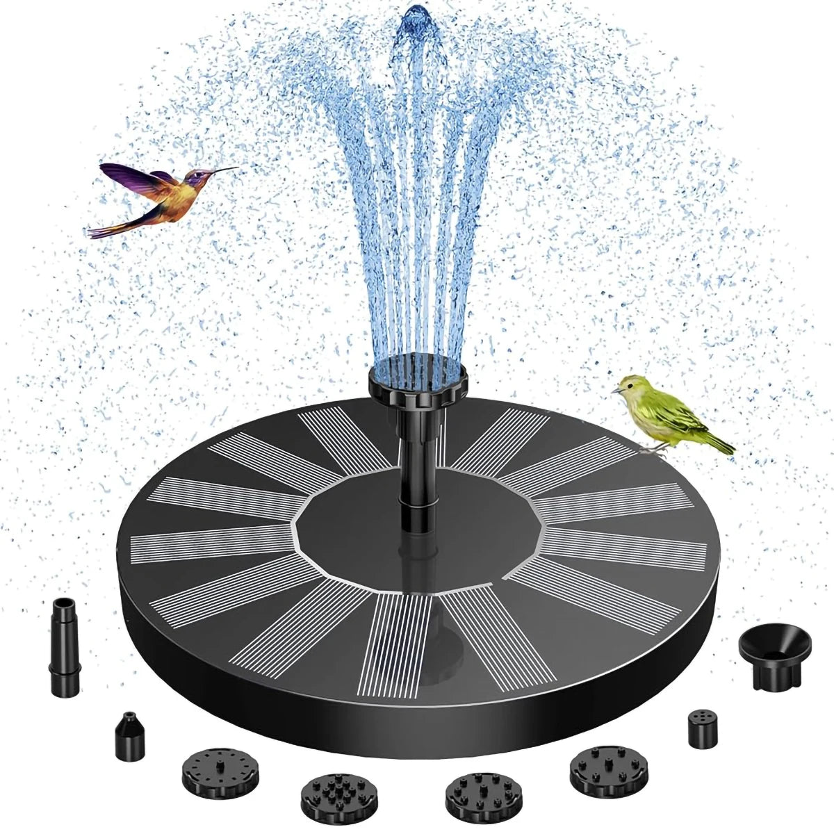 Floating Solar Water Fountain 1.4W Solar Powered Pond Fountain With Multiple Spray Nozzles Circulating Water Pump For Bird Bath Garden Patio Pool Yard Landscape Decoration