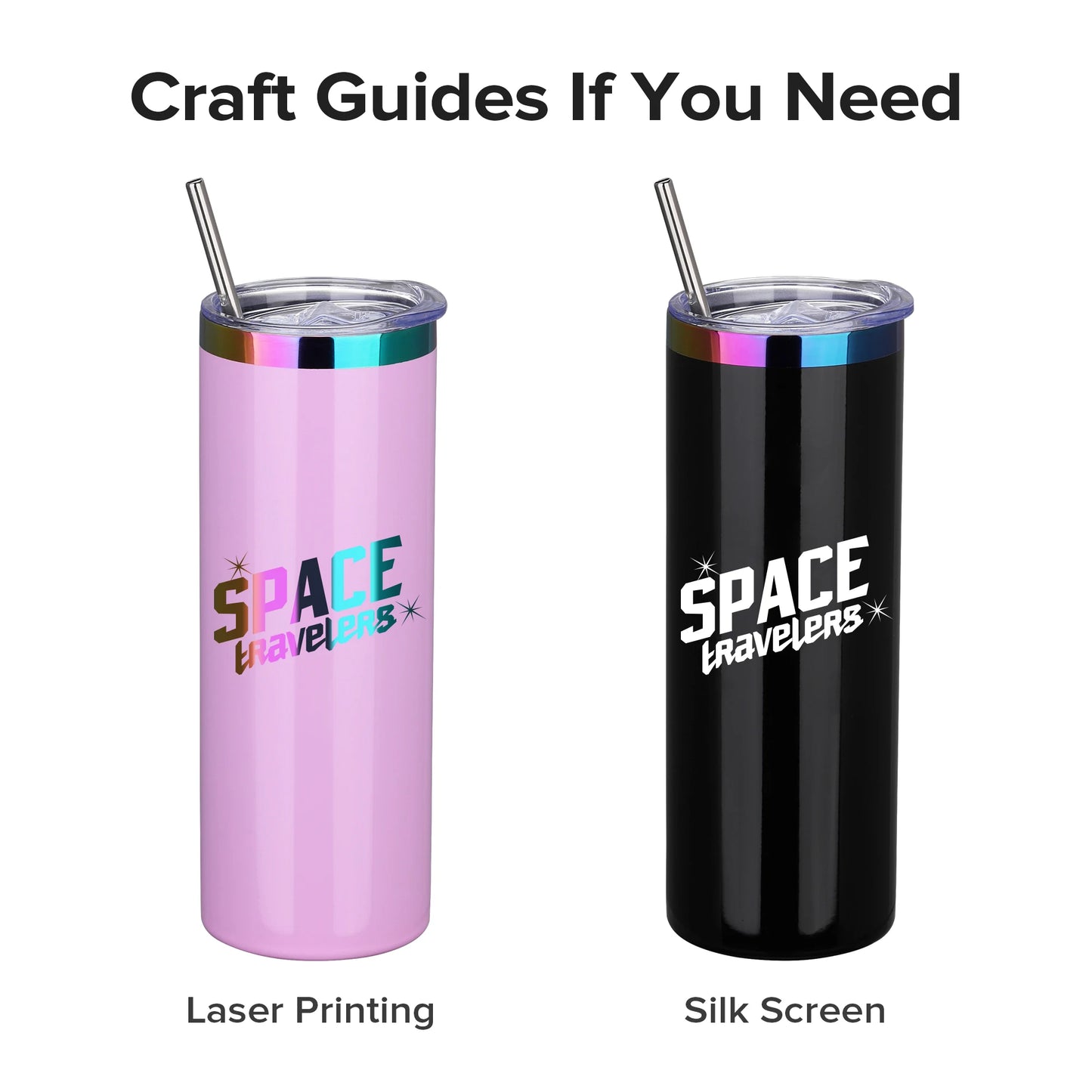 12 Pack 20oz Stainless Steel Skinny Tumblers, Gloss Powder Coated- Rainbow Color Plated Insulated Tumbler with Lid And Straw
