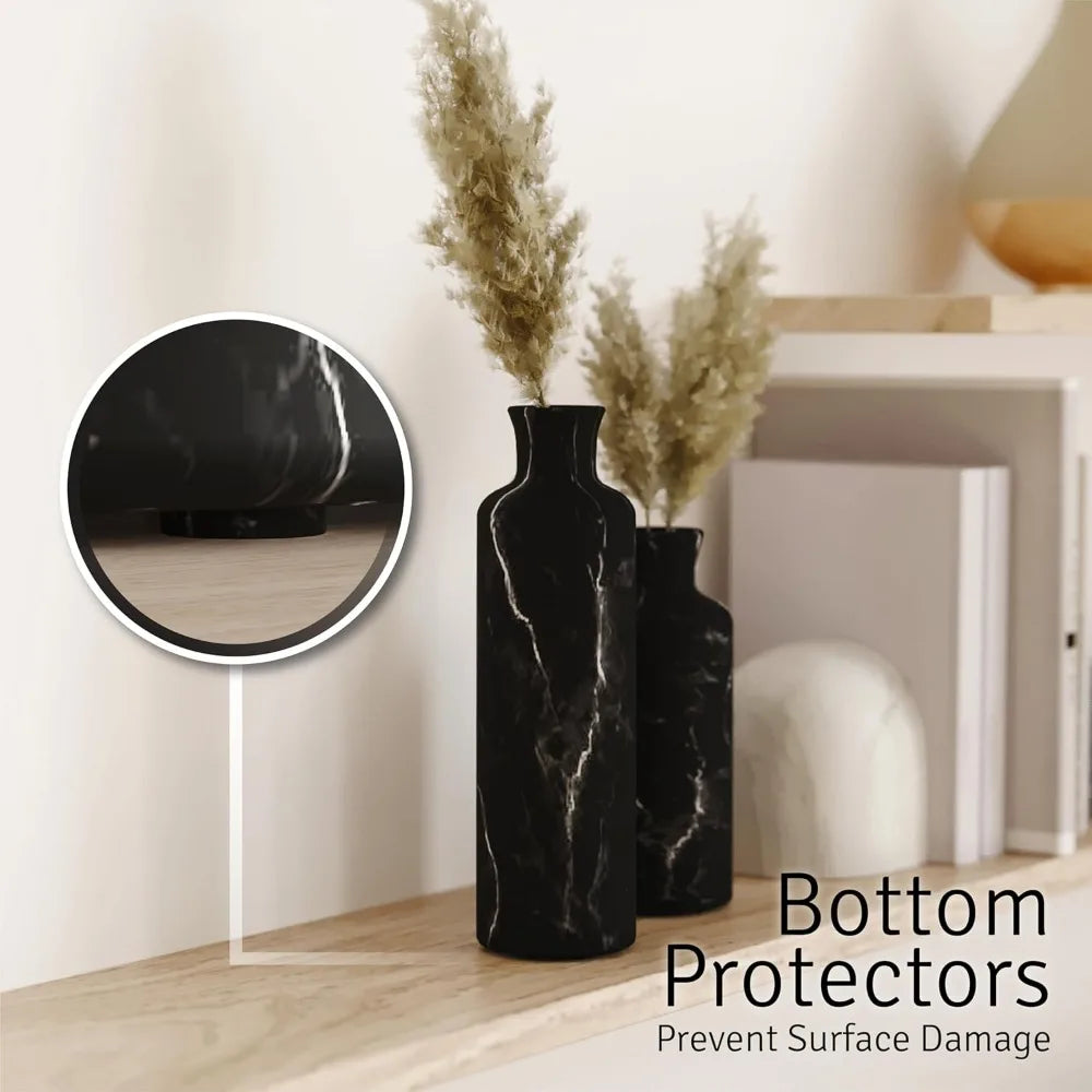 Black Marble Look Vase Set - Vases Home Decor, Premium Quality for Holding Pampas Grass, Dried/Fresh Flowers, Vases for Decor -