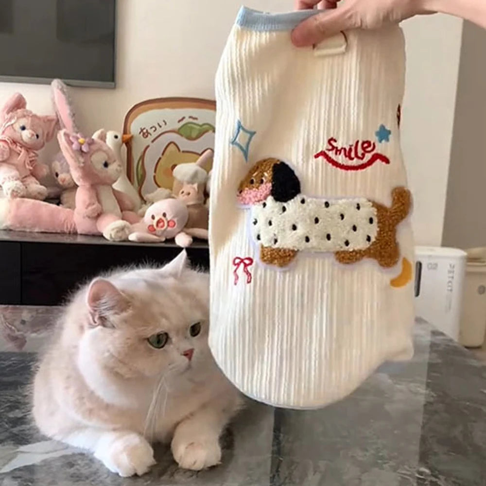 Breathable Small Dog Vest Soft Puppy Clothes Summer Cute Cat Clothes for Small Cat Vest Undershirt Dogs Pet Supplies with Hook