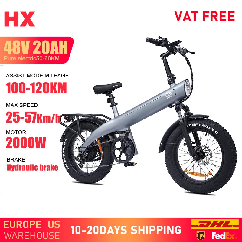HX Q3 e bike 2000W 48V 20AH Adult electric bikes City Ebike 20Inch Tire Off-Road fat Mountain Electric bicycles E bicycle
