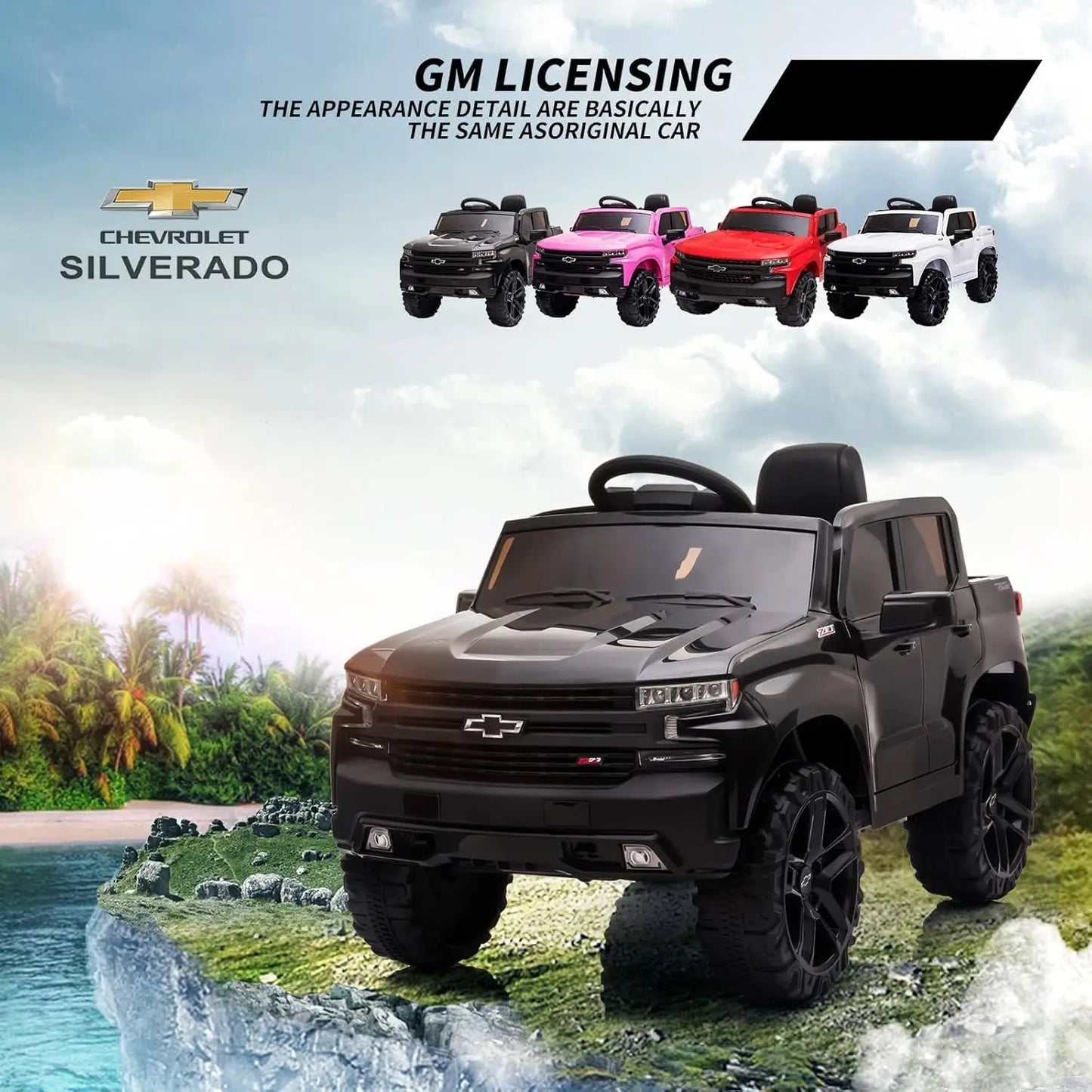 12V Kids Ride on Truck，Electric Ride on Car，Electric Vehicle for Kids/Toddlers, with Remote Control, MP3/Bluetooth LED Light