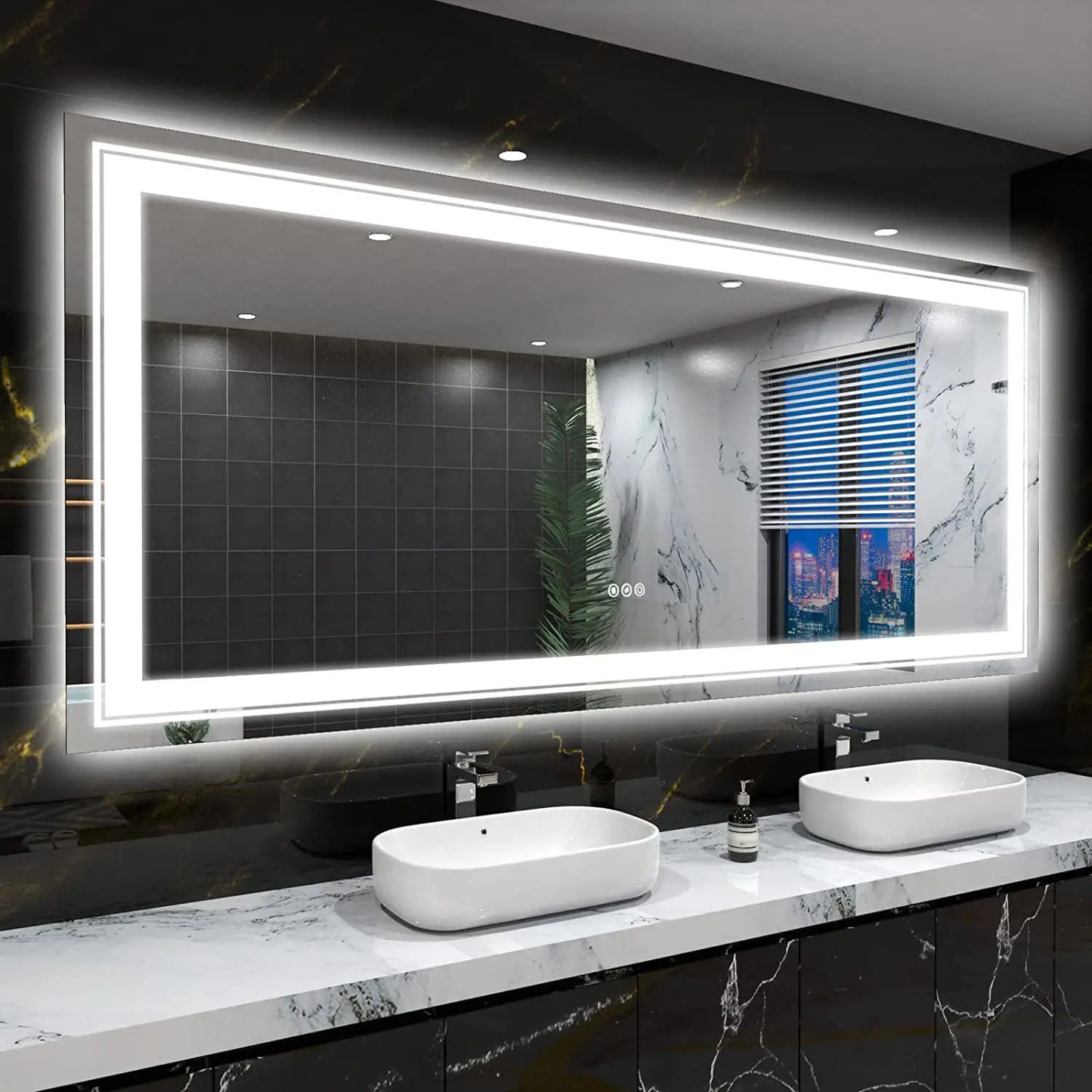 48"X24" LED Bathroom Mirror with Lights, Anti-Fog, Dimmable, Backlit + Front Lit, Lighted Bathroom Vanity Mirror Memory