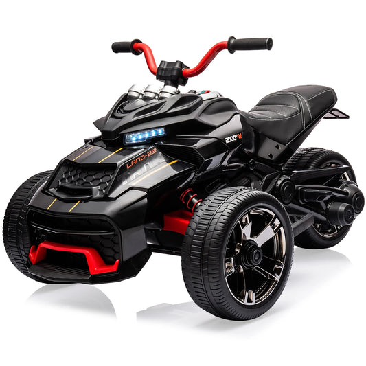 12V Kids Ride-on ATV Motorcycle, 3-Wheeler Electric Toy Car with LED Lights, Music, Horn, USB & Treaded Tires Battery-Powered