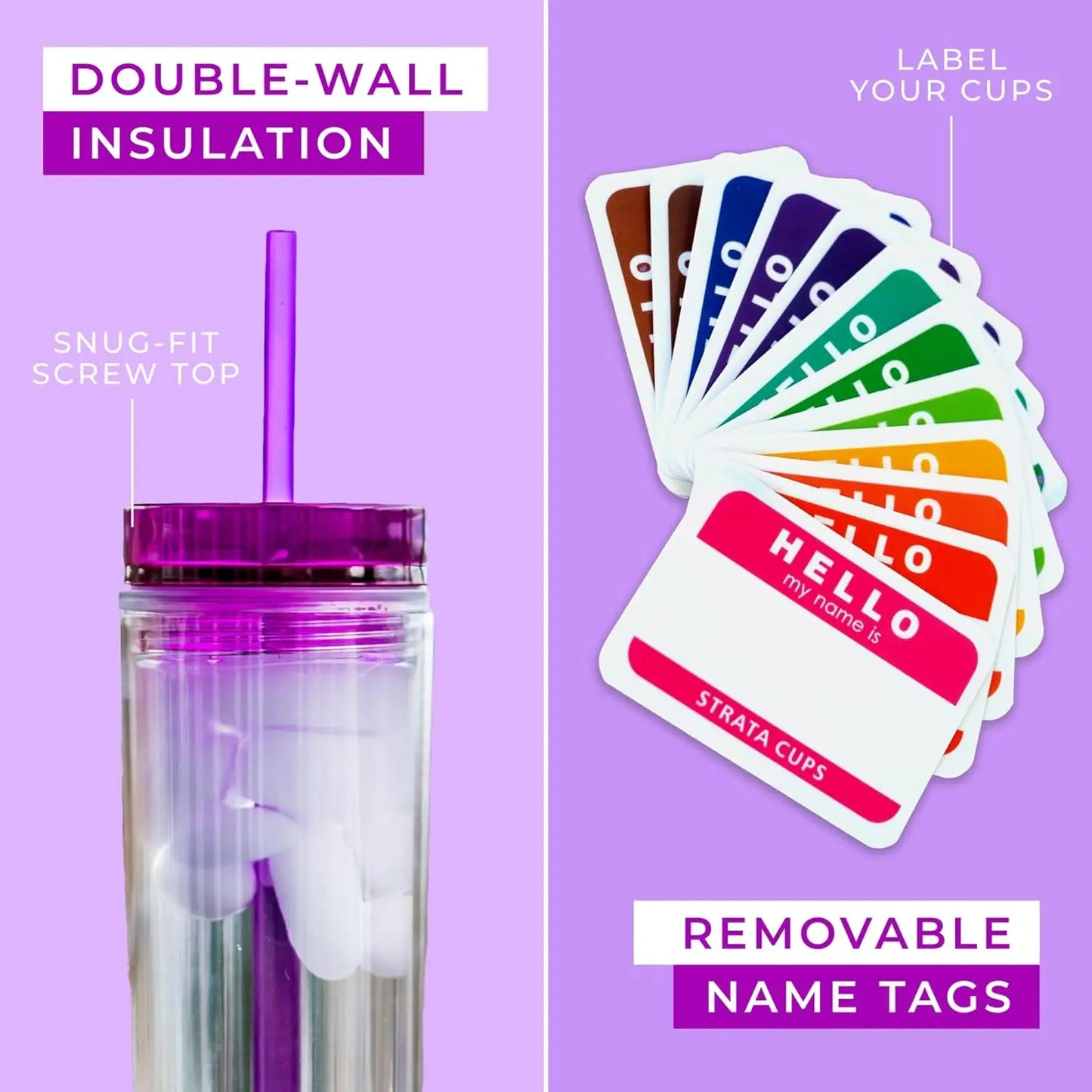 12 Colorful 16oz Reusable Tumblers with Lids & Straws, Double-Wall Acrylic Cups for Cold/Warm Drinks