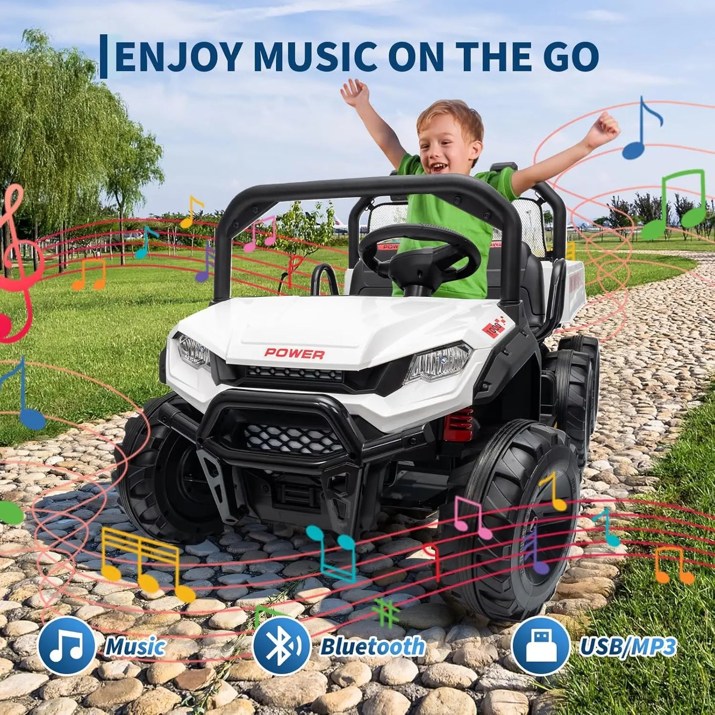 24V 4WD Electric Dump Truck for Kids Boys Girls 2-Seater Ride-on Toy with Parent Remote Control,Music Player, Off-Road Vehicle