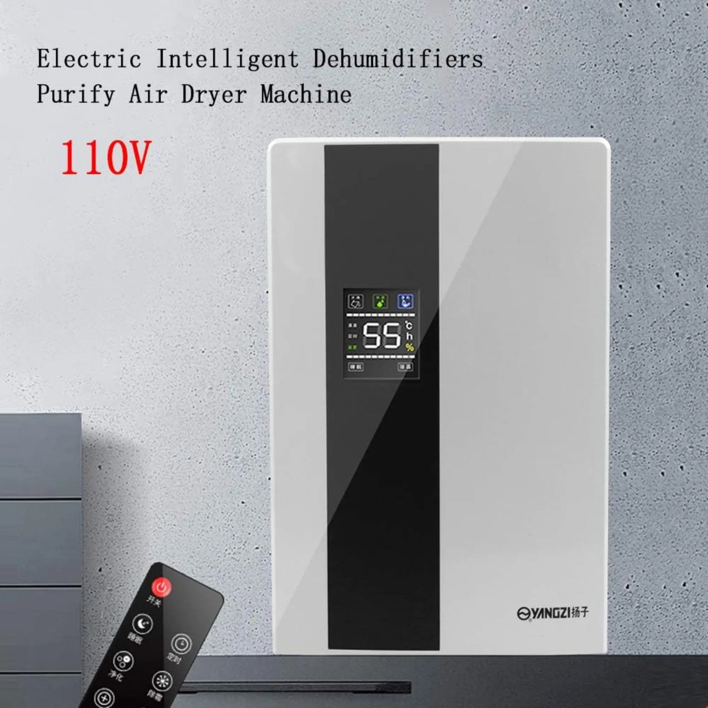 110V Intelligent Dehumidifier 90W Air Dryer Humidity Auto Control Ultra Quiet Sleep Mode Suitable Fits for Bedroom Living Room