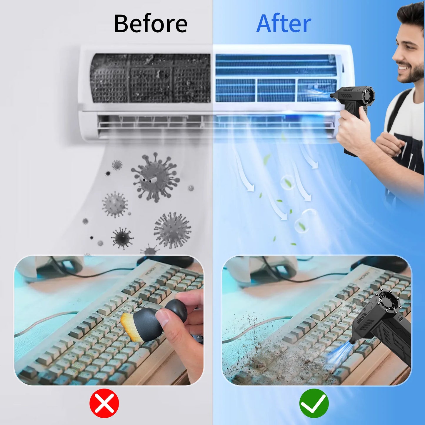 Electric Air Duster Blower 130000 RPM for PC, Laptop, Console, Keyboard Cleaner, Eco-Friendly Alternative to Spray Air Cans