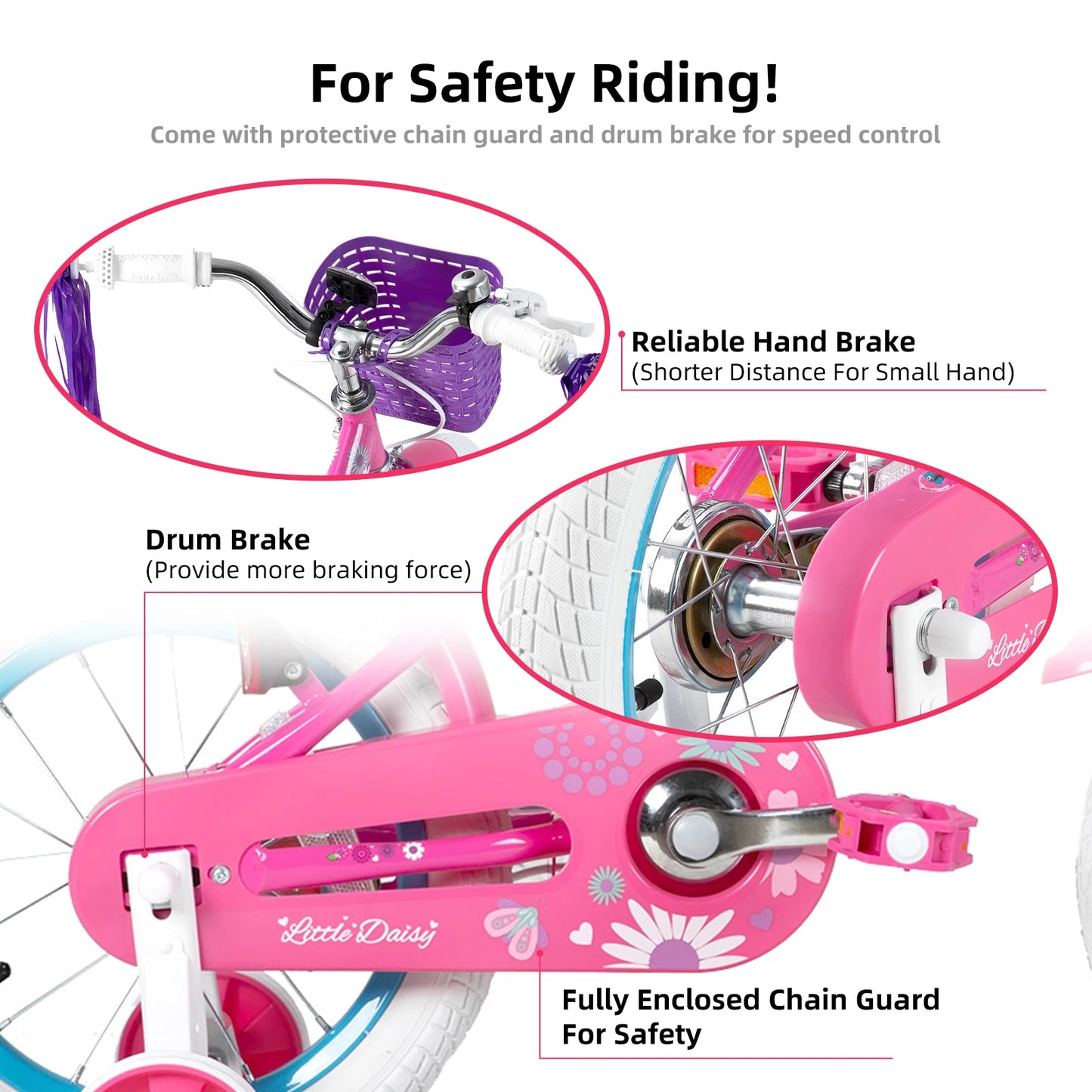 STITCH Kids Bike for Girls Boys Ages 2-7 Years, 12 14 16 Inch Girls Bikes with Doll Bike Seat & Streamers, Bicycle basket