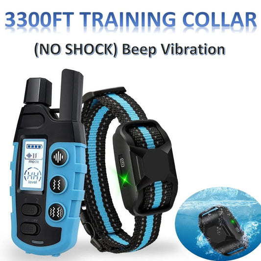 No Shock 3300Ft Dog Training Collar with Remote Rechargeable Waterproof E Collar with Beep Vibration High Quality Pet Training./