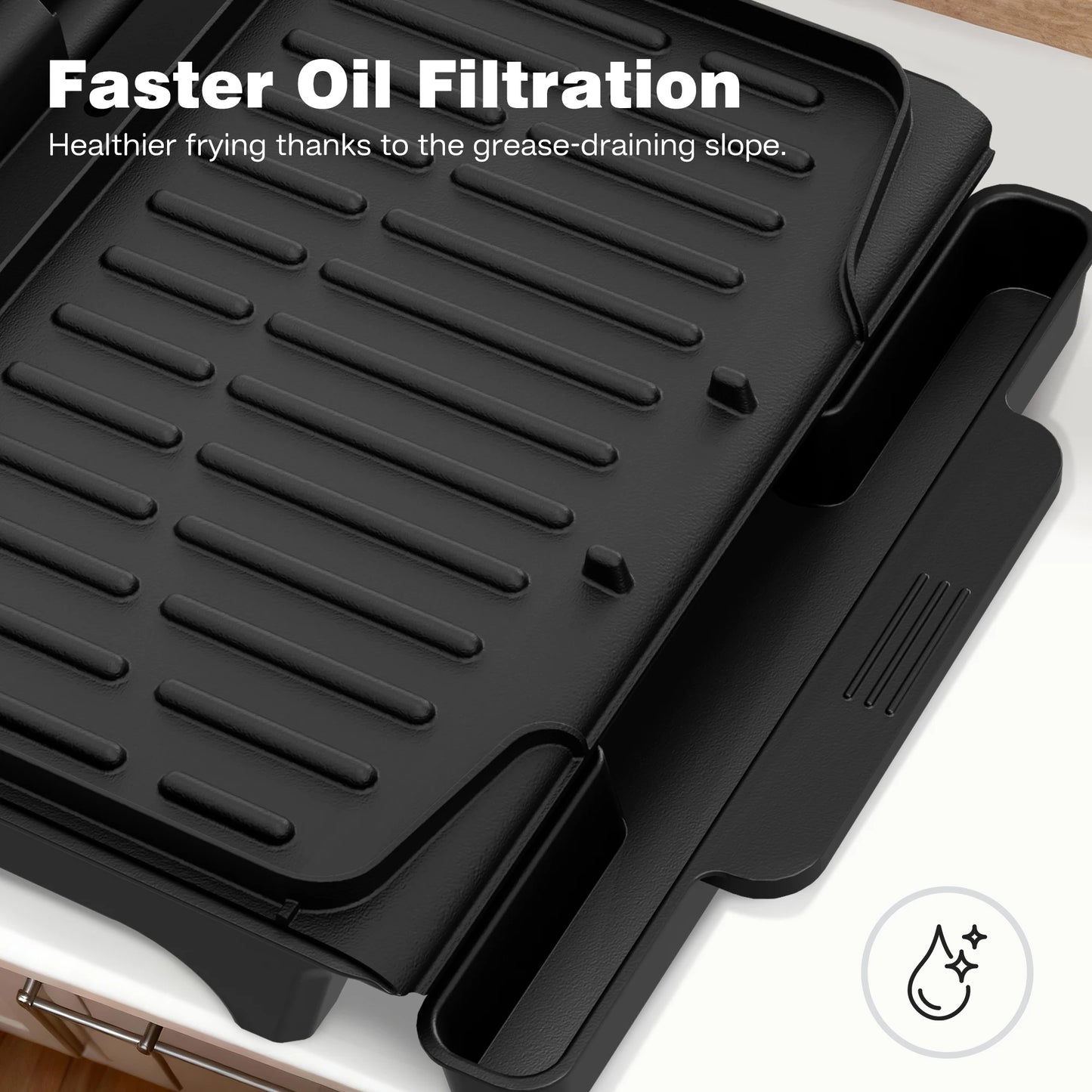 900W Electric Grill Pan, Indoor & Outdoor Kitchen BBQ Griddle for Steak, Seafood and Pancakes, Non-Stick