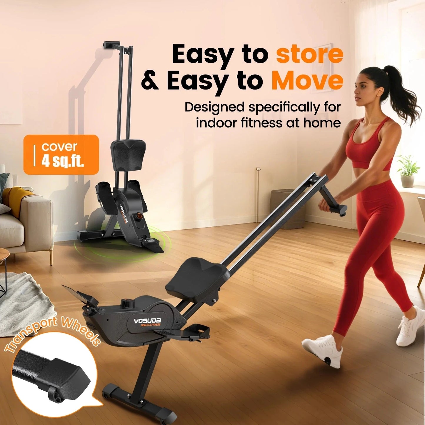 YOSUDA Magnetic Rowing Machine 350 LB Weight Capacity,Foldable Rower for Home Use with 16-Level Max 115lbs Adjustable Resistance