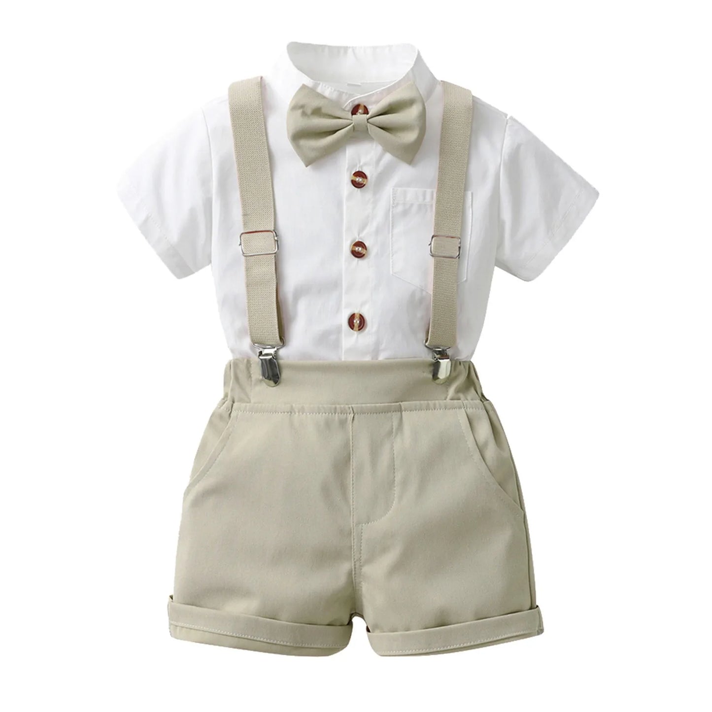 Toddler Boys Short Sleeve Shirt Tops Shorts Sets Tie Child Kids Gentleman Outfits Strap Jumpsuits Outfits Tracksuits 아동 상하복 세트