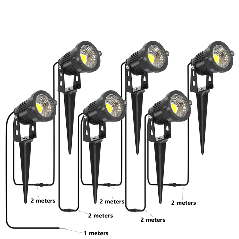2/4/6/10 in 1 IP65 Waterproof 2 Meters Waterproof Wiring LED Garden Lights Outdoor Lawn Lamp Safety Low Voltage Street Lights
