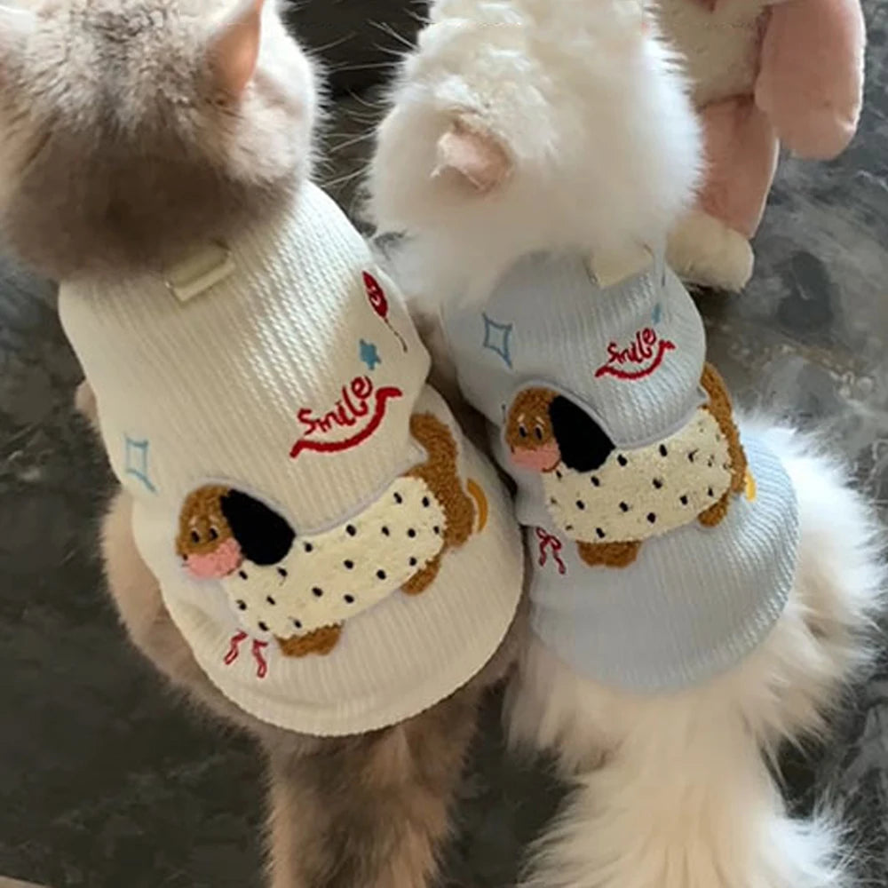Breathable Small Dog Vest Soft Puppy Clothes Summer Cute Cat Clothes for Small Cat Vest Undershirt Dogs Pet Supplies with Hook