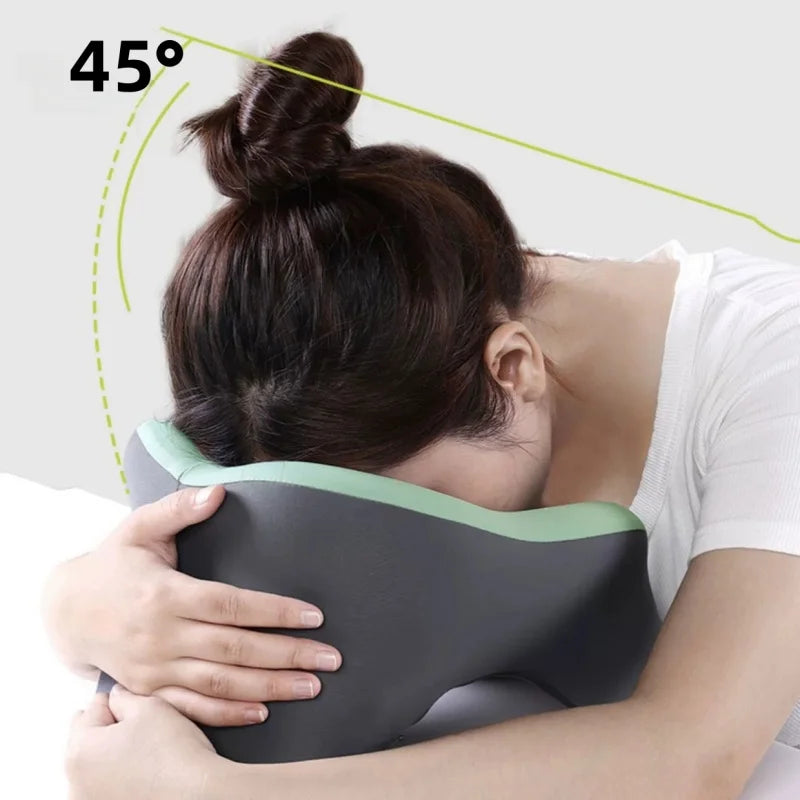 U-shaped portable travel pillow, memory foam sleep aid, used for napping in airplanes and cars, ergonomic head support pillow.