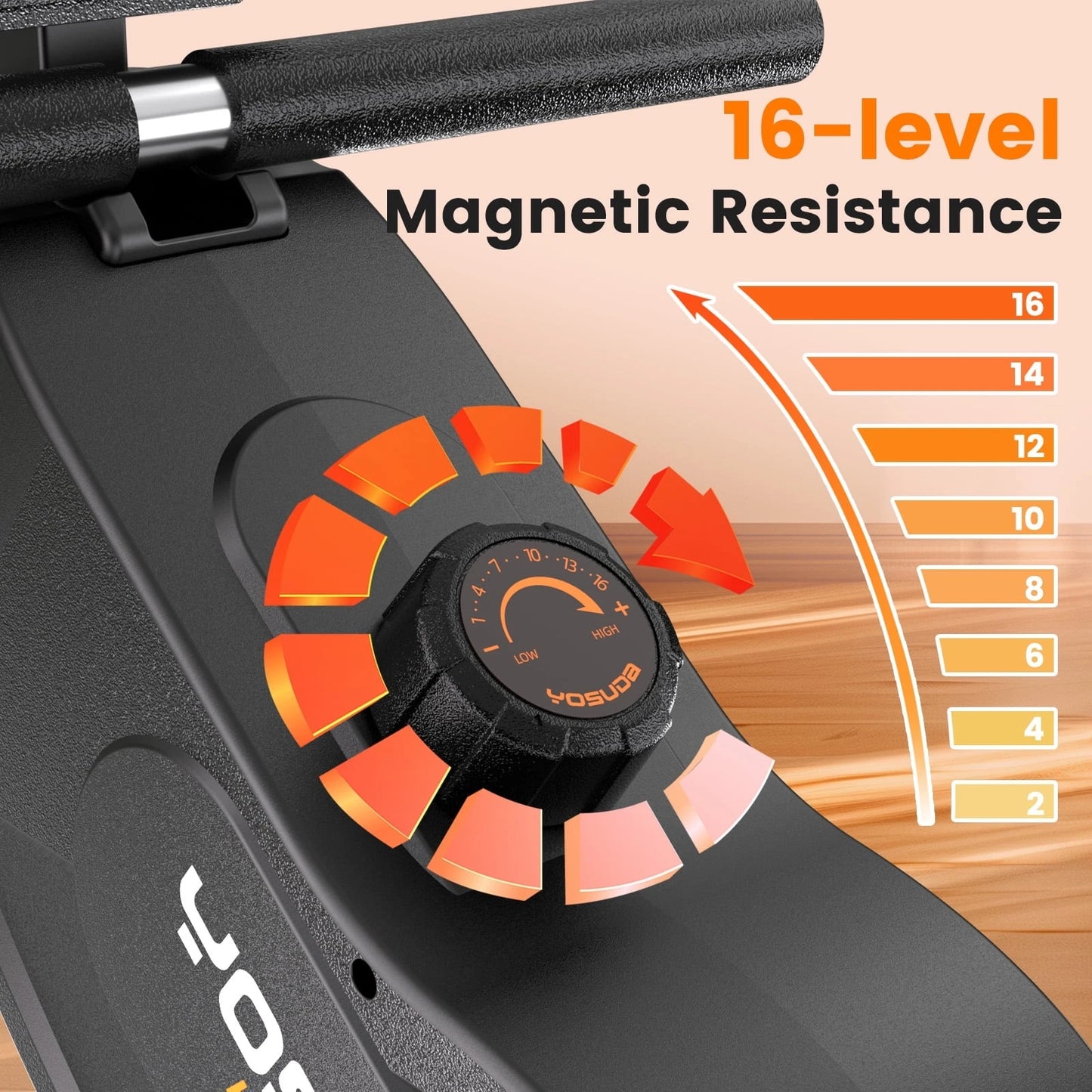 YOSUDA Magnetic Rowing Machine 350 LB Weight Capacity,Foldable Rower for Home Use with 16-Level Max 115lbs Adjustable Resistance