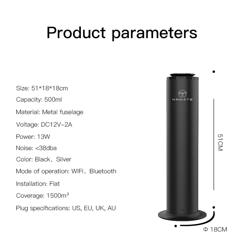 500ML Perfume Aroma Diffuser Home Flavoring Air Freshener 1500m³ Bluetooth WIFI Scent Diffuser Machine Essential Oil Diffuser