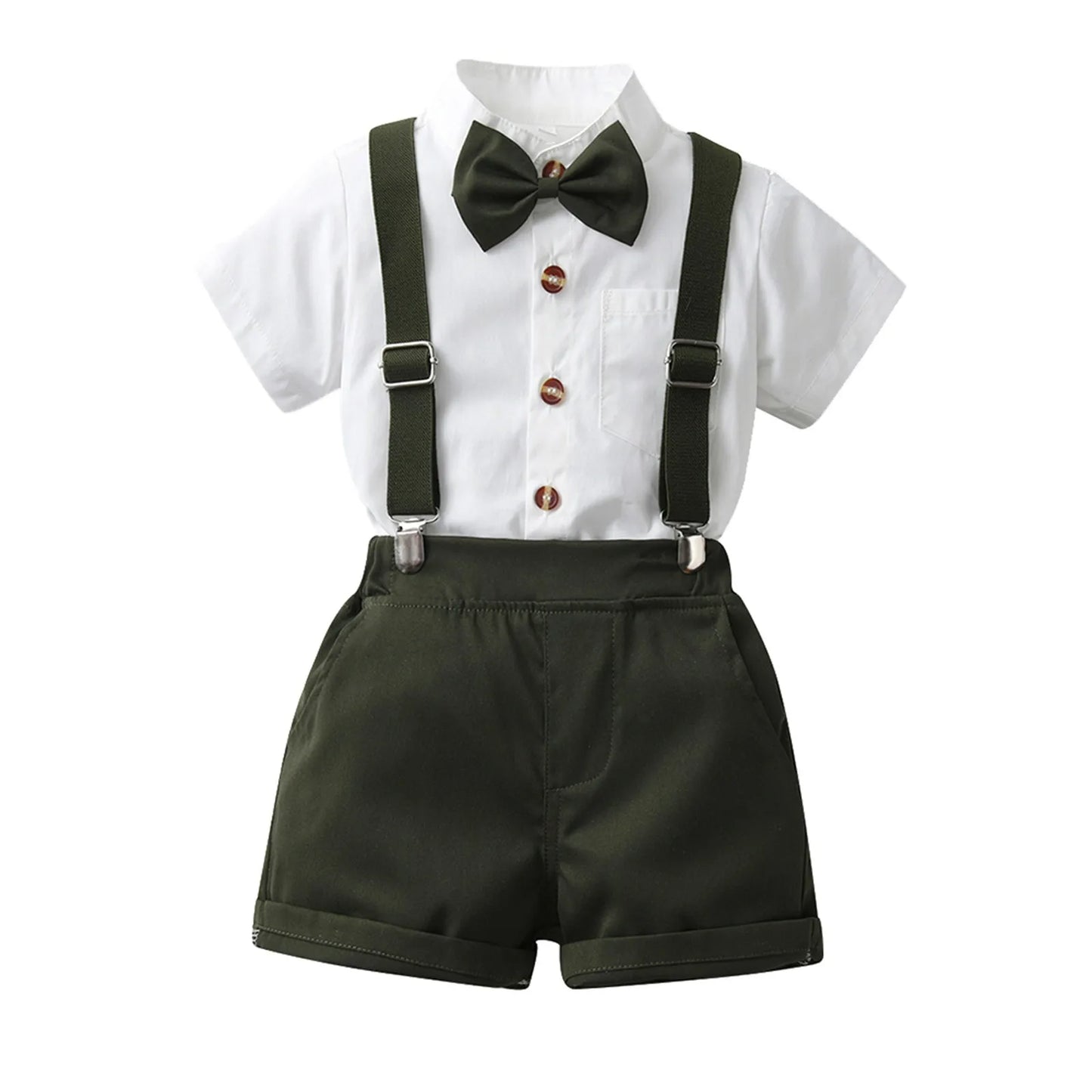 Toddler Boys Short Sleeve Shirt Tops Shorts Sets Tie Child Kids Gentleman Outfits Strap Jumpsuits Outfits Tracksuits 아동 상하복 세트
