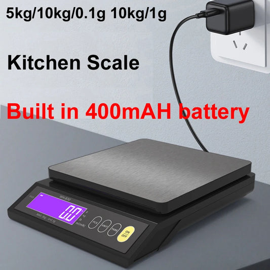 5kg/10kg/0.1g 10kg/1g Digital Electronic Kitchen Scale LCD  Waterproof Stainless Measuring Weighing Baking Tool Built in Battery