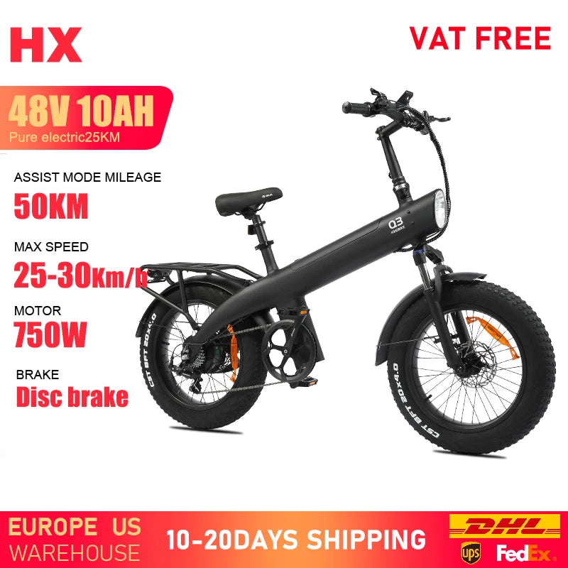 HX Q3 e bike 2000W 48V 20AH Adult electric bikes City Ebike 20Inch Tire Off-Road fat Mountain Electric bicycles E bicycle