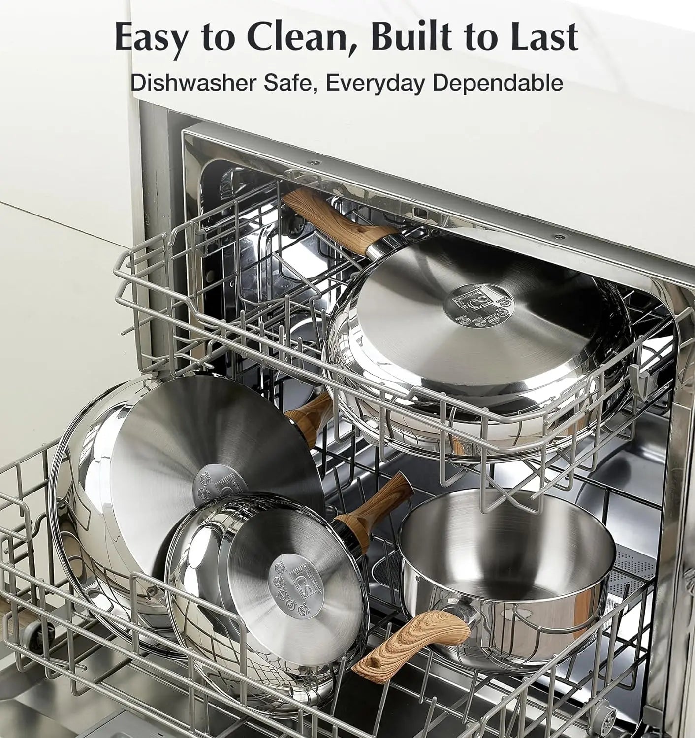 Stainless Steel Coowkare Set 10PCS, Professional 18/10 Stainless Steel Pots and Pans Set with Cool-Touch Handles