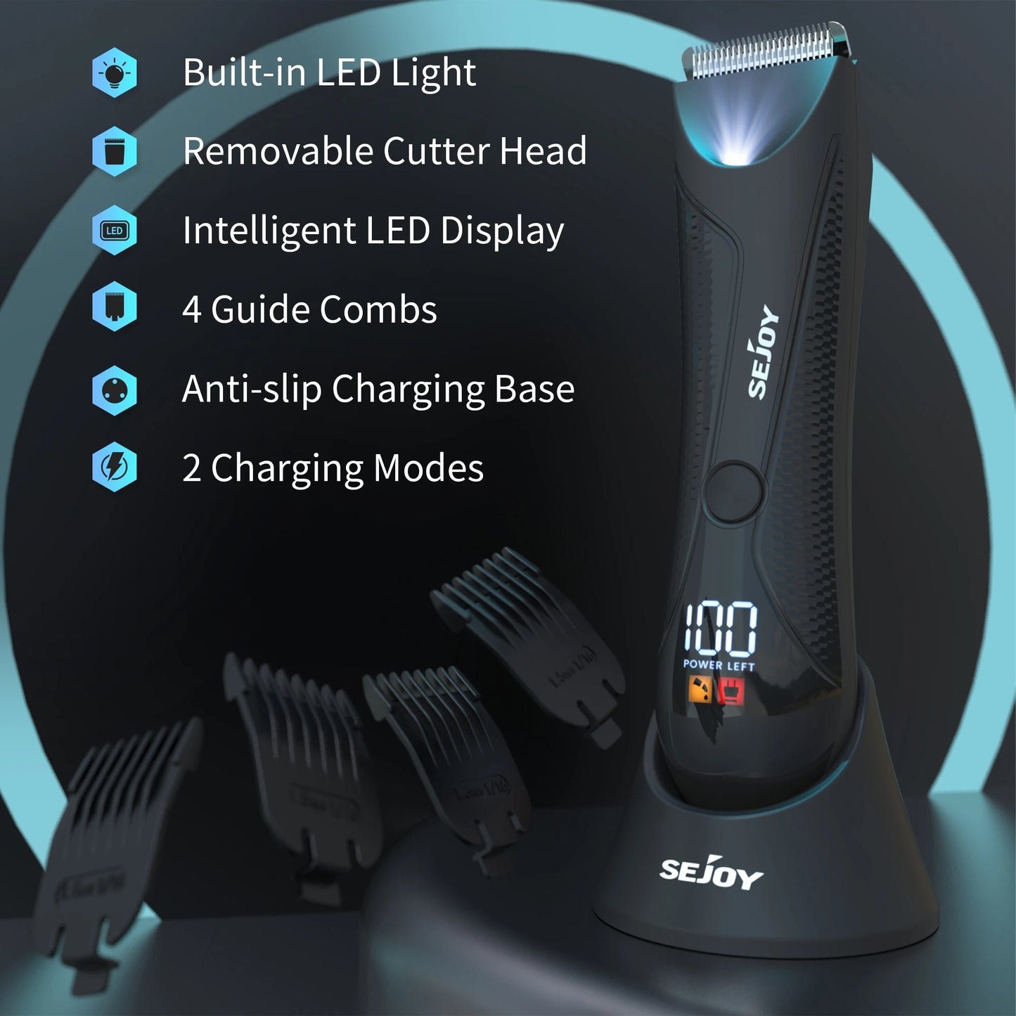Sejoy Shaver for Men Ball Trimmer for Groin Pubic Grooming Body Hair Trimmer Replaceable Ceramic Blade Heads Electric Razor