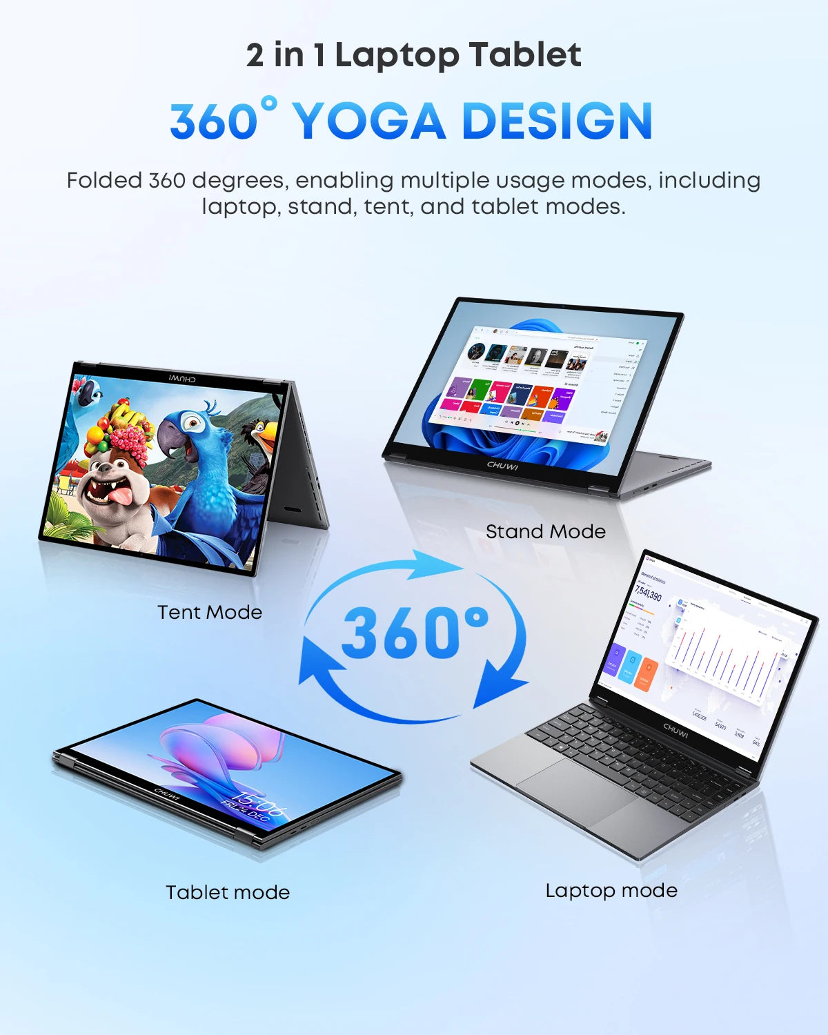 CHUWI FreeBook 2-in-1 Laptop 13.5'' Intel N150(UP to 3.6GHz) 16GB LPDDR5 RAM 512GB SSD FHD 2520x1680 WiFi 6 BT5.2 Windows 11