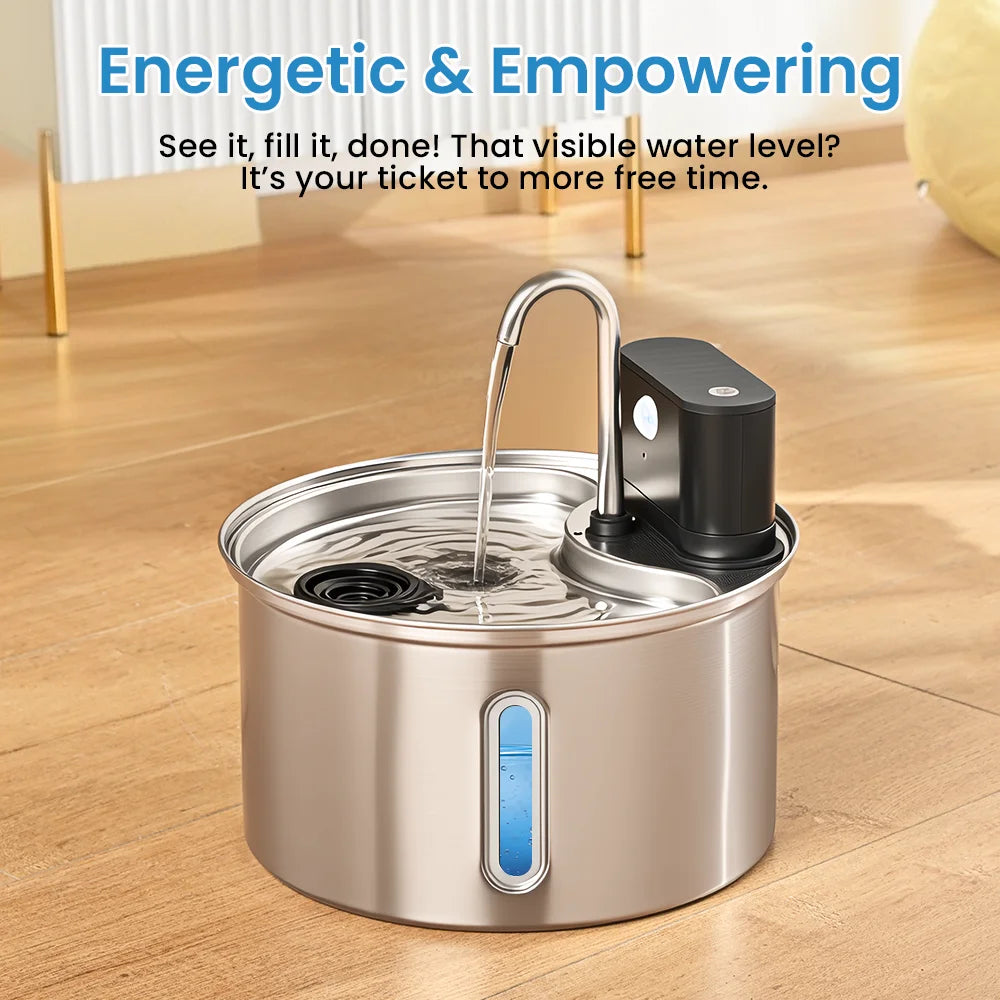 3.5L Stainless Steel Cat Sensor Water Fountain Wireless Smart Automatic Pet Water Dispenser For Cat Dog Pet Drinking Fountain