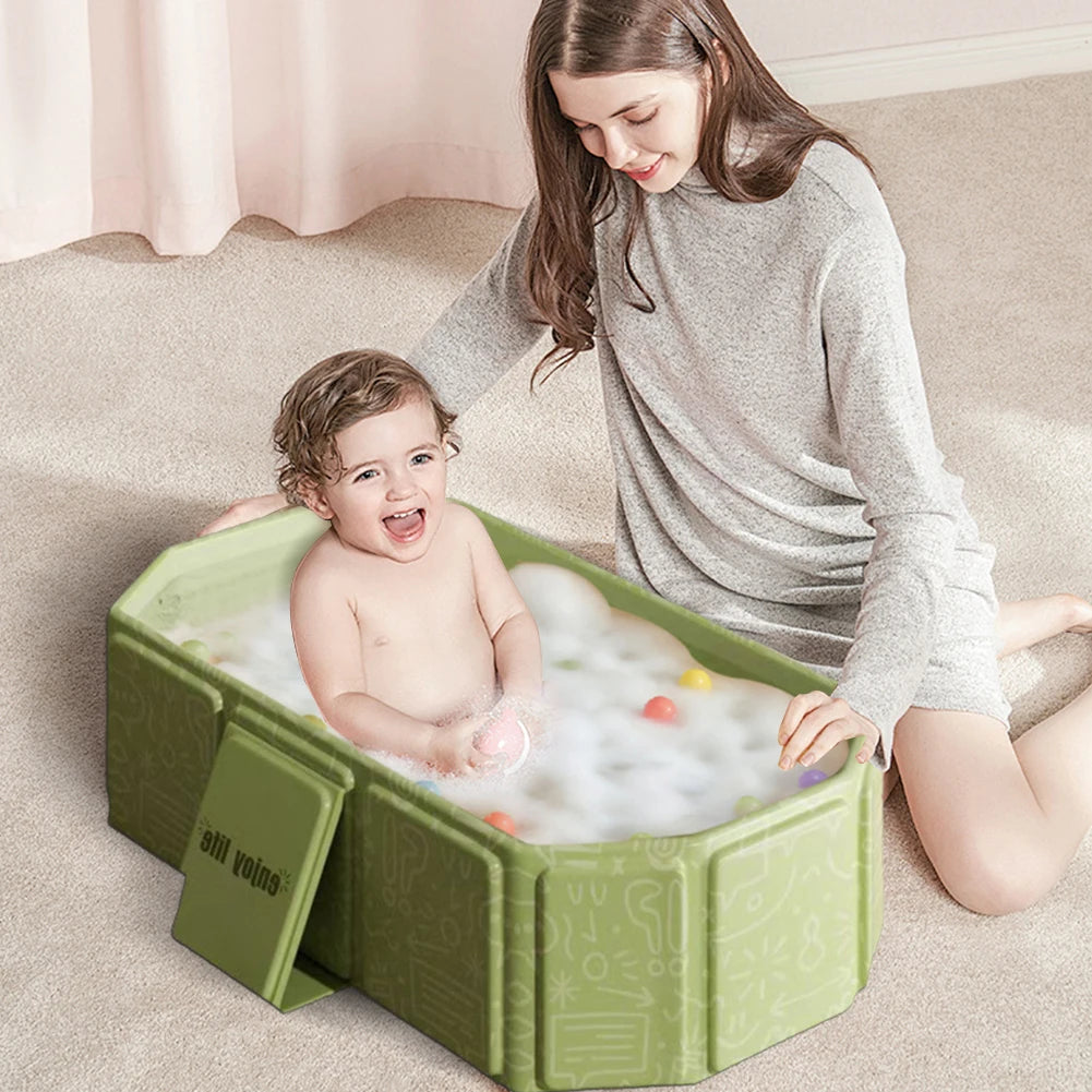 Baby Bath Tub for Infants To Toddlers Collapsible Toddler Bathtub with Drain Outlet Shower Basin