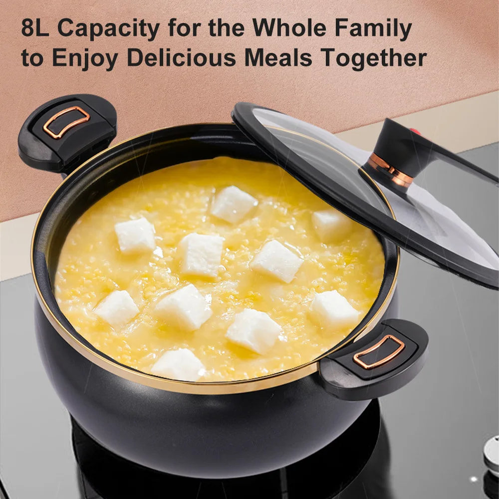 8L Micro Pressure Cooker Soup Pot with Transparent Lid Multi-Function Micropressure Cooking Pot for Steaming,Simmering, Stewing