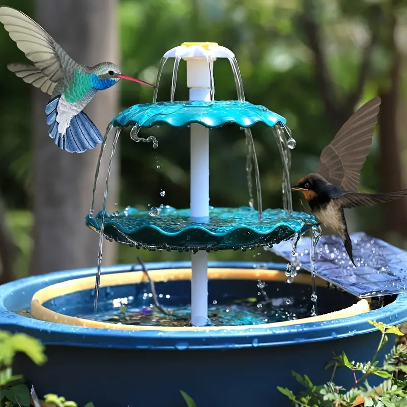 6.5W Solar Pump Bird Bath Fountain, Dark Green 3-Layer Flowing Fountain, Detachable Solar Fountain, Suitable For Bird Bath, Gard