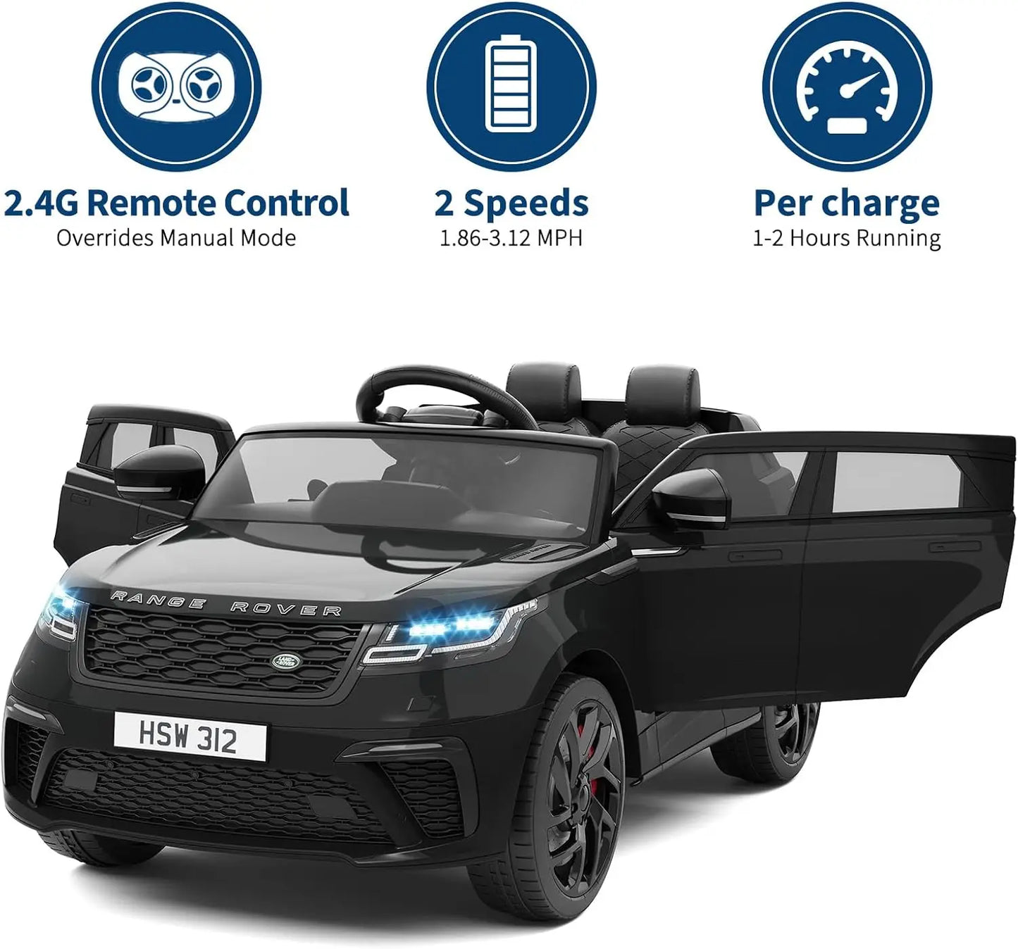 Kids Electric Car with Remote Control Ride-on Toy for Ages 4-8 Years with MP3 Player, Features Rocking Mode & Pull Rod Operation