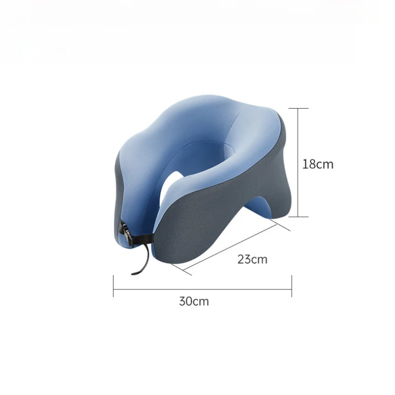 U-shaped portable travel pillow, memory foam sleep aid, used for napping in airplanes and cars, ergonomic head support pillow.