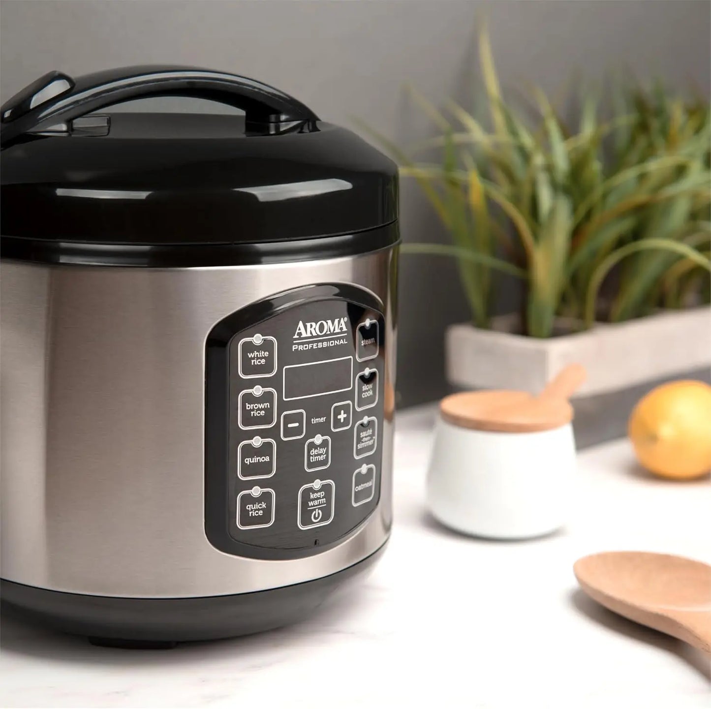 4-Cup Digital Rice Cooker & Multicooker with Steamer, Slow Cook, Oatmeal Cook, Auto Keep Warm, 2 Qt Stainless Steel