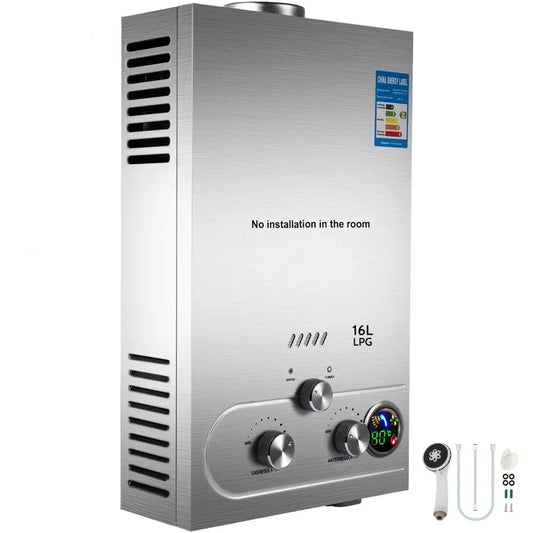 VEVOR Propane LPG Hot Water Heater Gas Stainless Steel Tankless  Propane Gas LPG Boiler Home Appliance 6L-18L Water Heater
