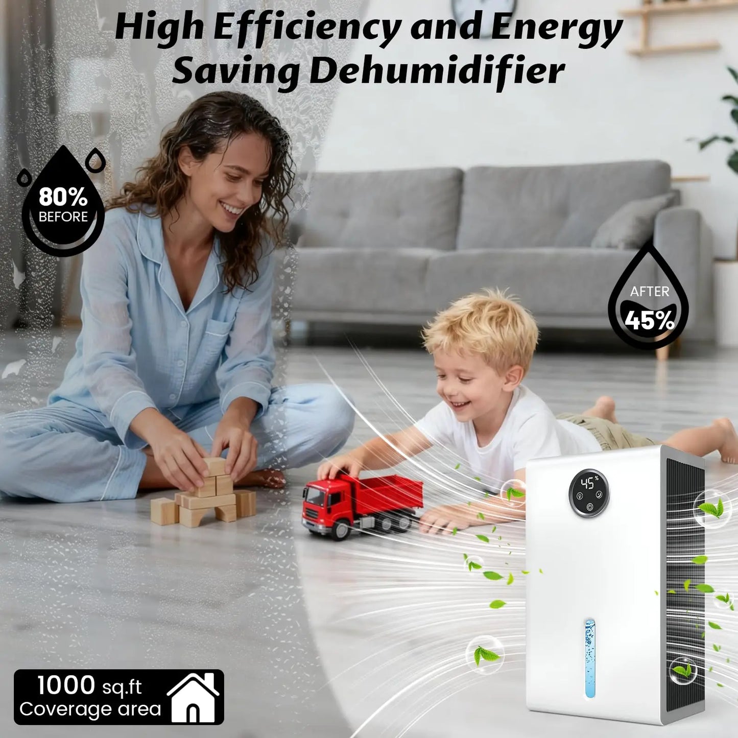 Dehumidifier for Home for Bedroom with 1000 sq.ft 120 OZ Water Tank,Dehumidifiers for Bathroom Basement,Auto Shut Off