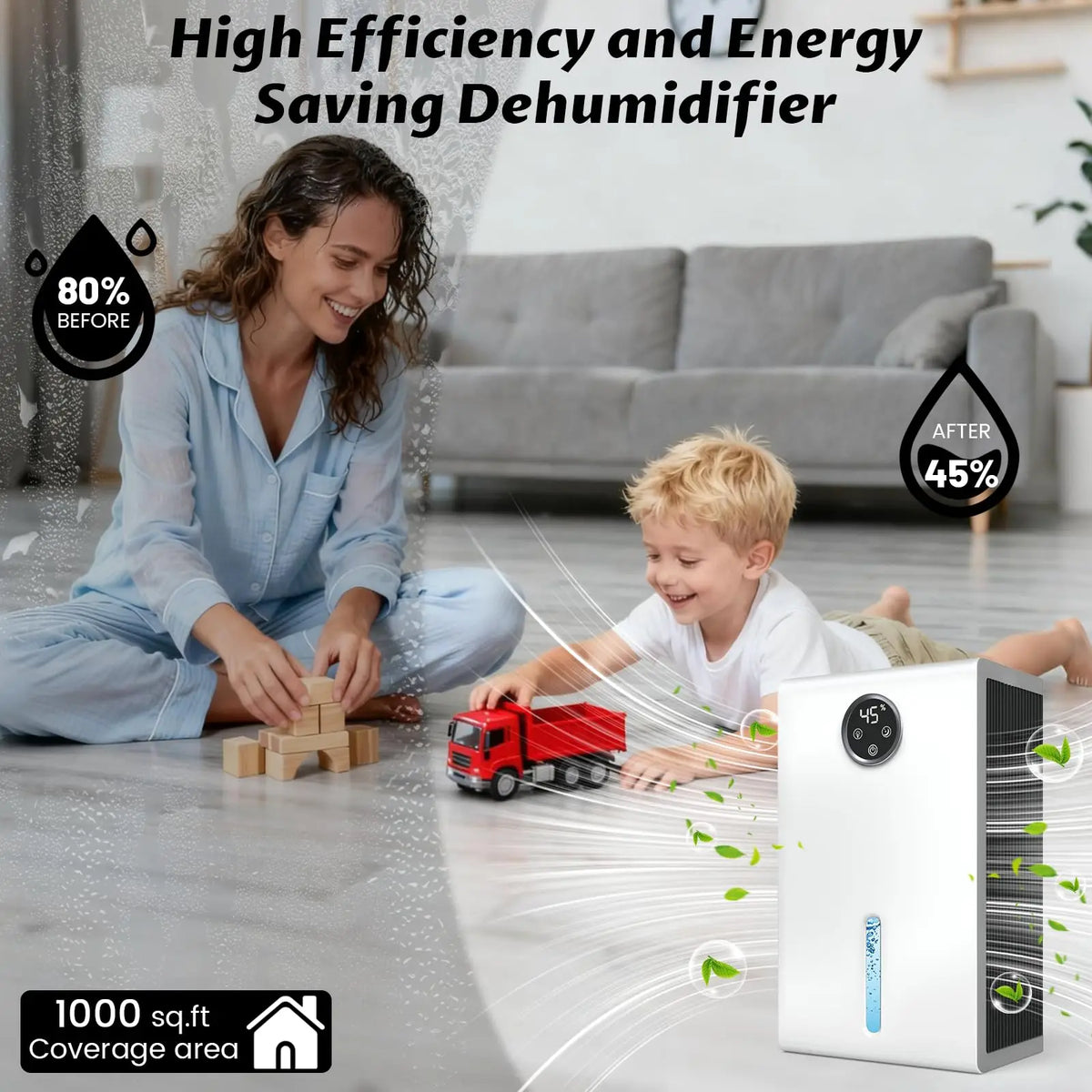 Dehumidifier for Home for Bedroom with 1000 sq.ft 120 OZ Water Tank,Dehumidifiers for Bathroom Basement,Auto Shut Off